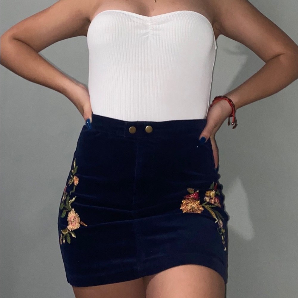Blue Embroidered Skirt